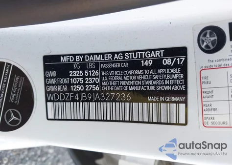 2018 Mercedes-Benz E 300 из США, поврежденный, VIN WDDZF4JB9JA327236